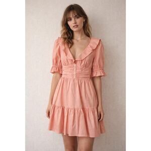 WAYF Dress Womens Medium Peach Ruffle Tiered Mini Sundress Cotton  NWT